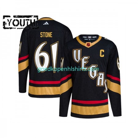 Vegas Golden Knights Mark Stone 61 Adidas 2022-2023 Reverse Retro Zwart Authentic Shirt - Kinderen